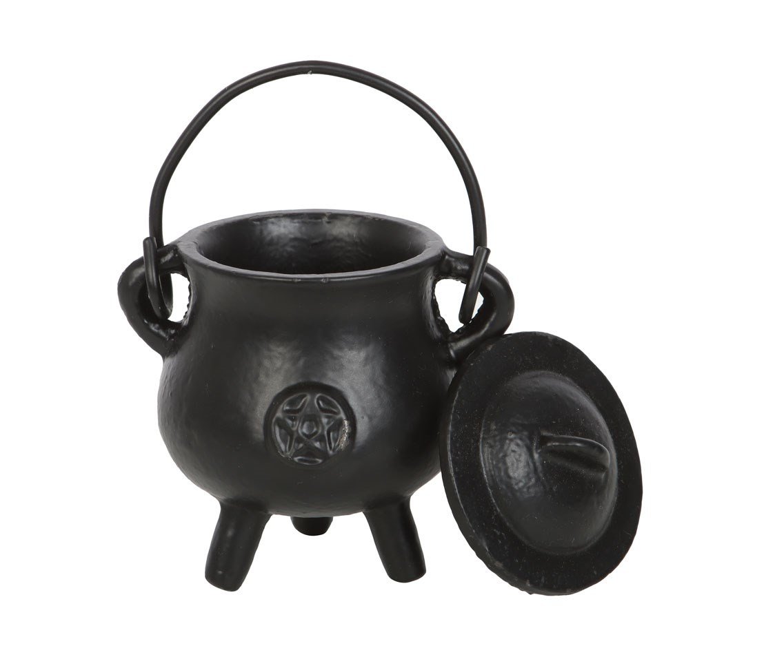 Cast Iron Cauldron With Pentagram - 7.5Cm 1 cast iron cauldron with pentagram - 7.5cm
