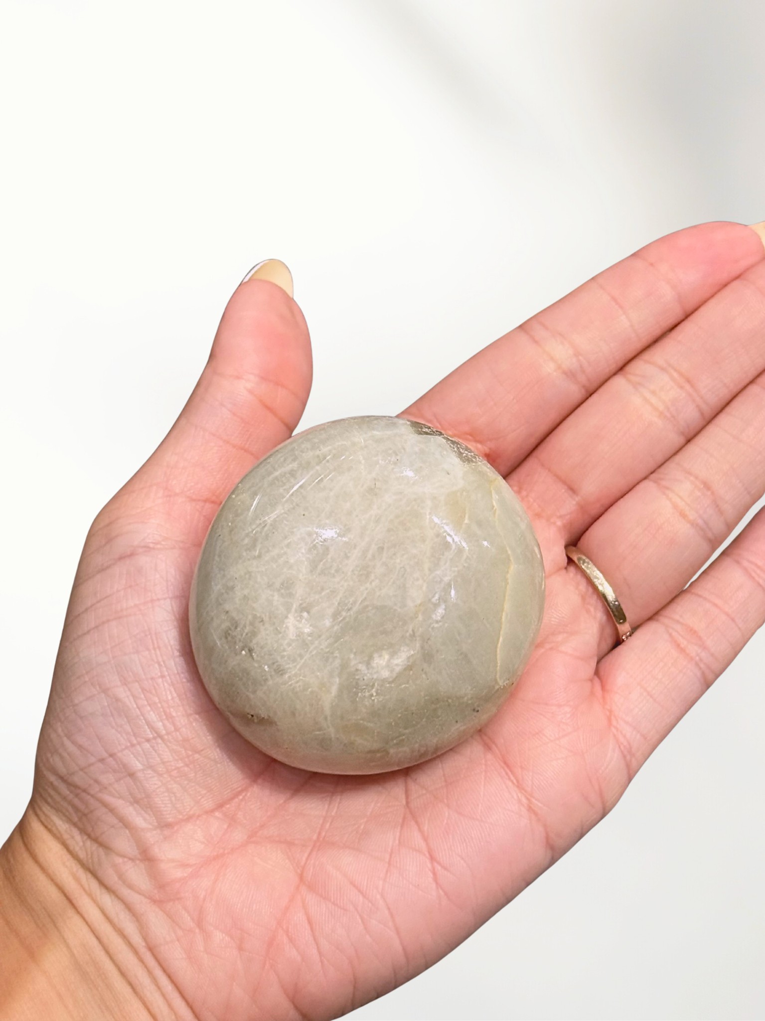 Green Moonstone Polished Palm Stone 2 green moonstone polished palm stone - image 2