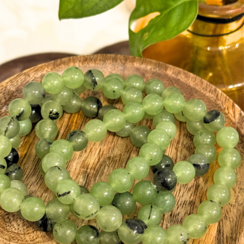 Prehnite with Black Tourmaline Bracelet