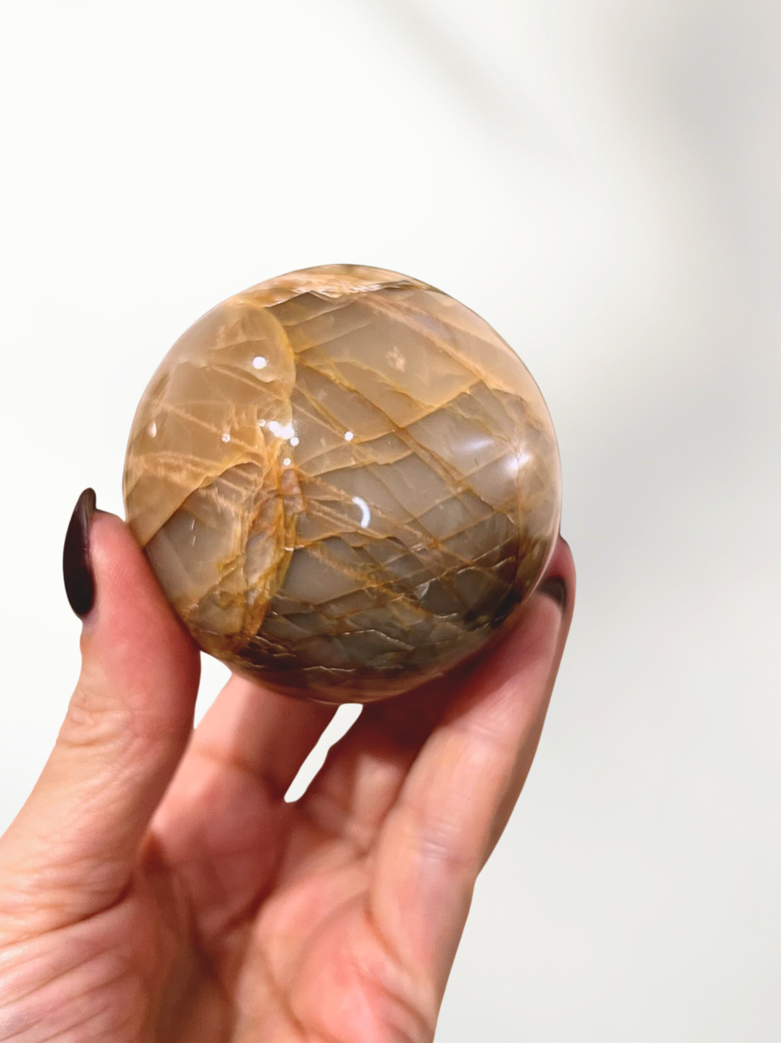 Peach Moonstone Sphere 3 peach moonstone sphere - image 3
