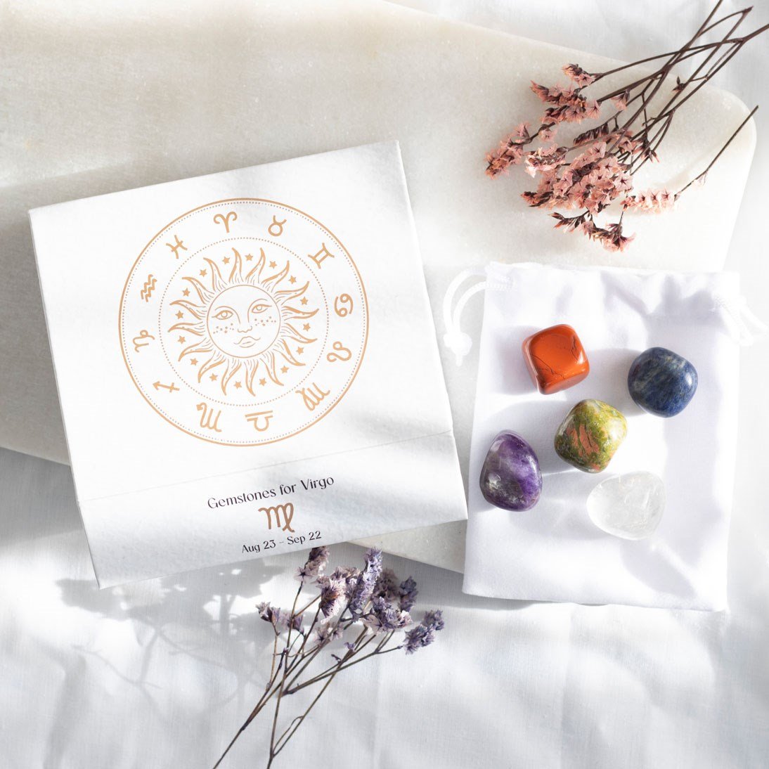Virgo Crystal Zodiac Tumblestone Set 1 virgo crystal zodiac tumblestone set