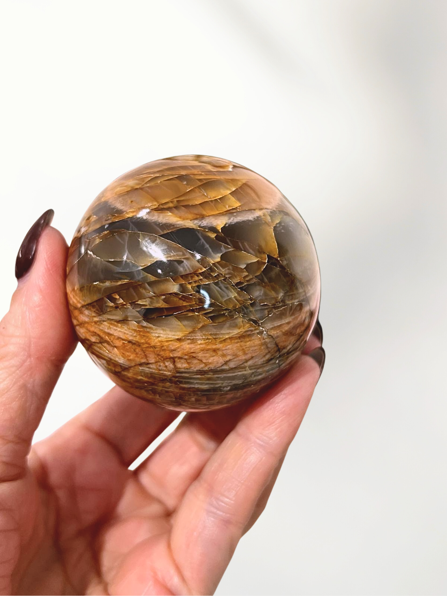 Peach Moonstone Sphere 2 peach moonstone sphere - image 2
