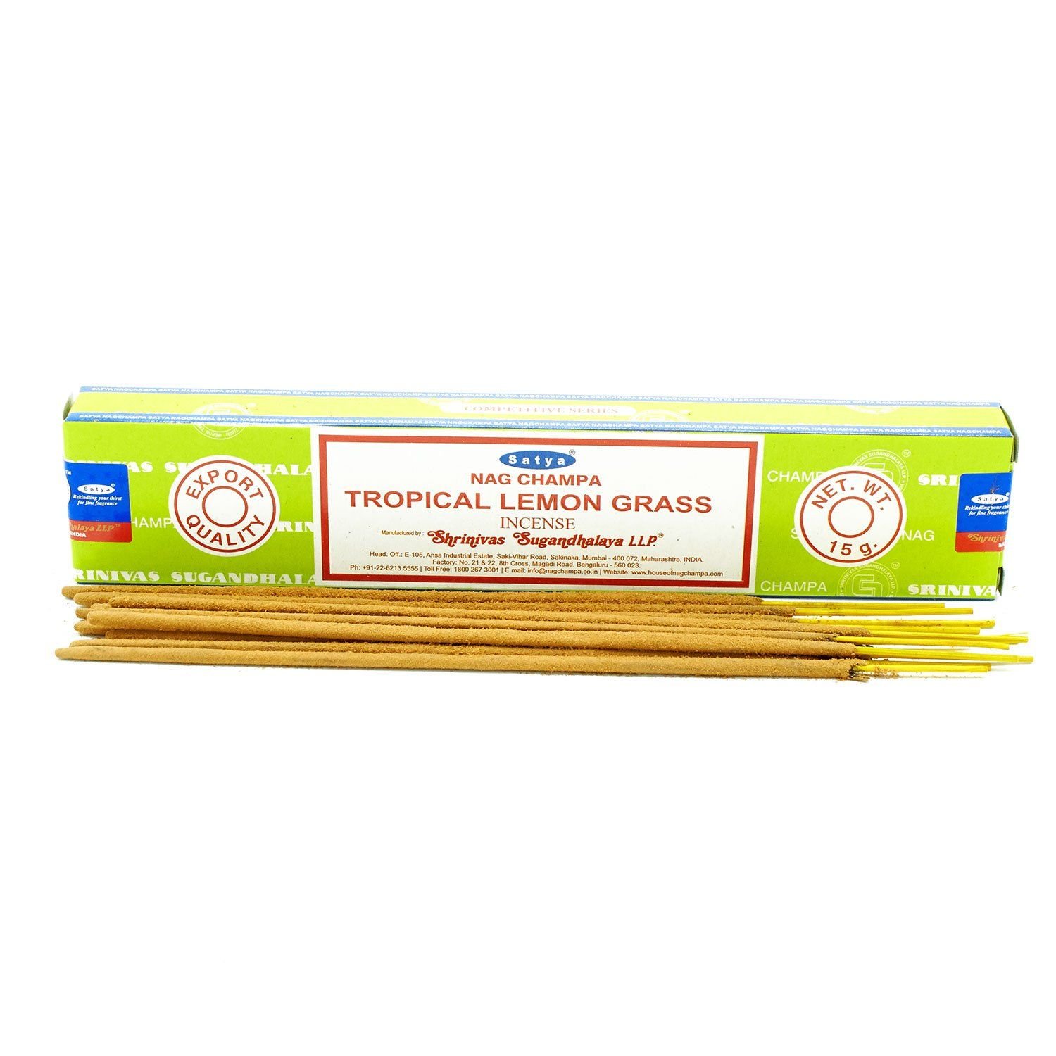 Satya Tropical Lemongrass Incense Sticks 15G 1 satya tropical lemongrass incense sticks 15g