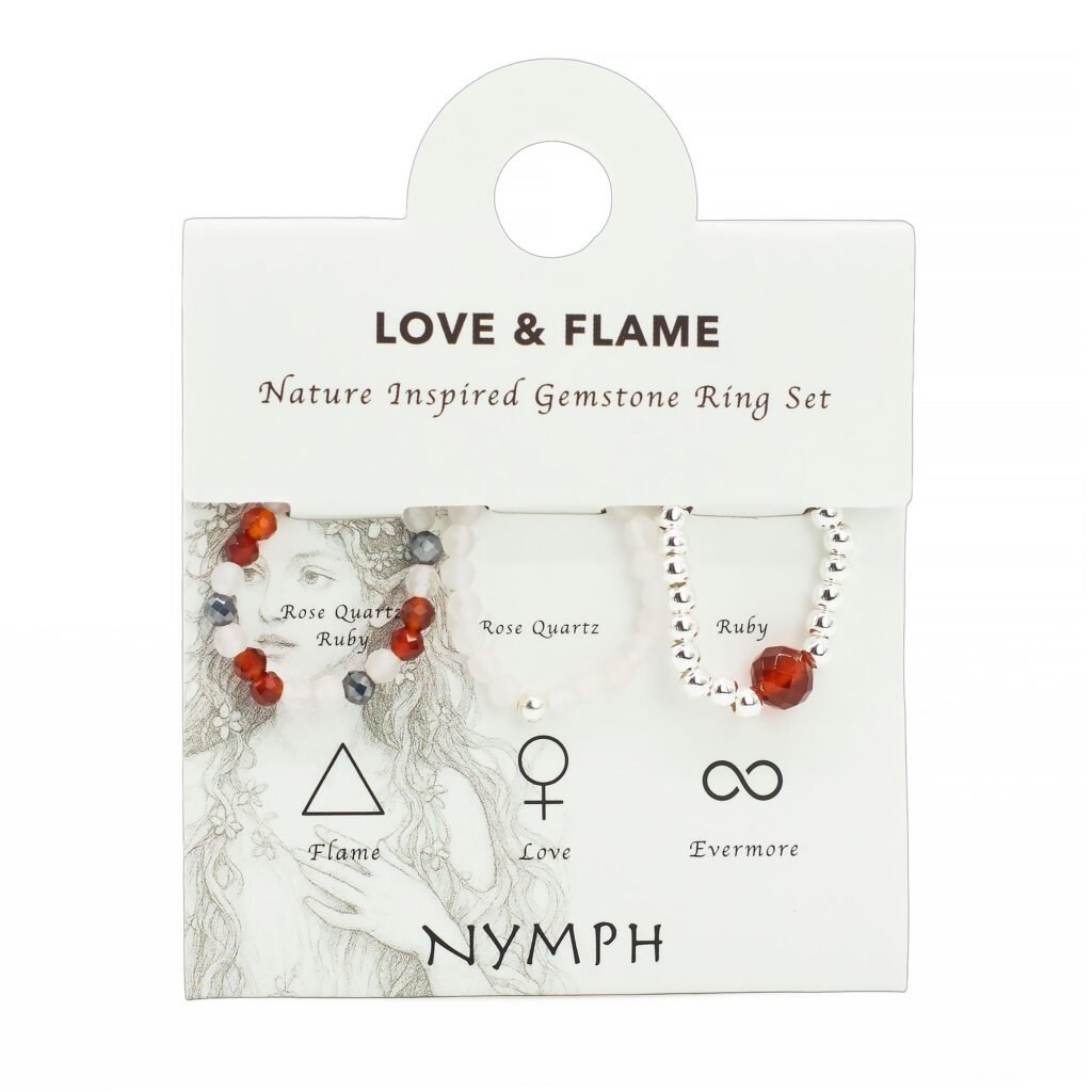 Nymph Spirit Gemstone Ring Set - Love and Flame