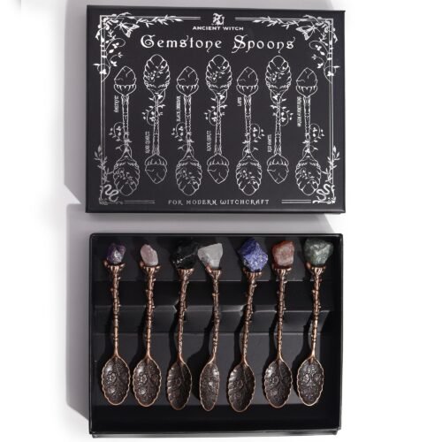 Bronze Gemstone Witch Spoons — Set of 7