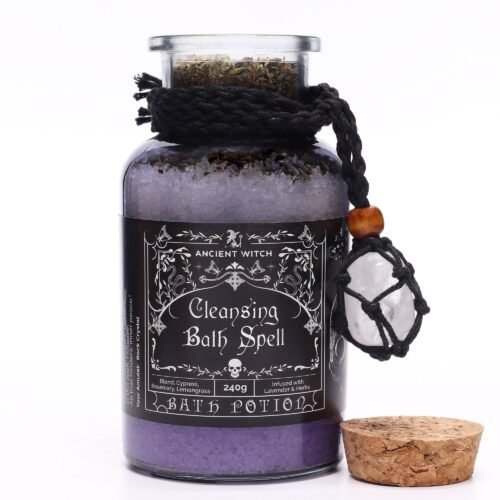 Ancient Witch Cleansing Bath Potion with Rock Crystal Amulet