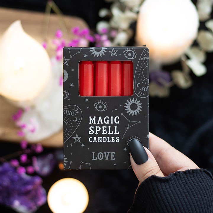 Set Of 12 Red 'Love' Spell Candles 1 set of 12 red 'love' spell candles