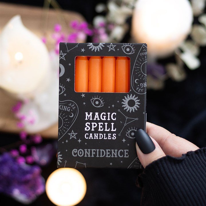 Set Of 12 Orange 'Confidence' Spell Candles 1 set of 12 orange 'confidence' spell candles