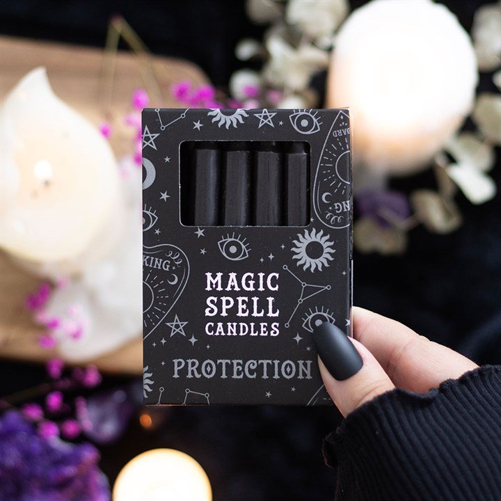 Set Of 12 Black 'Protection' Spell Candles 1 set of 12 black 'protection' spell candles
