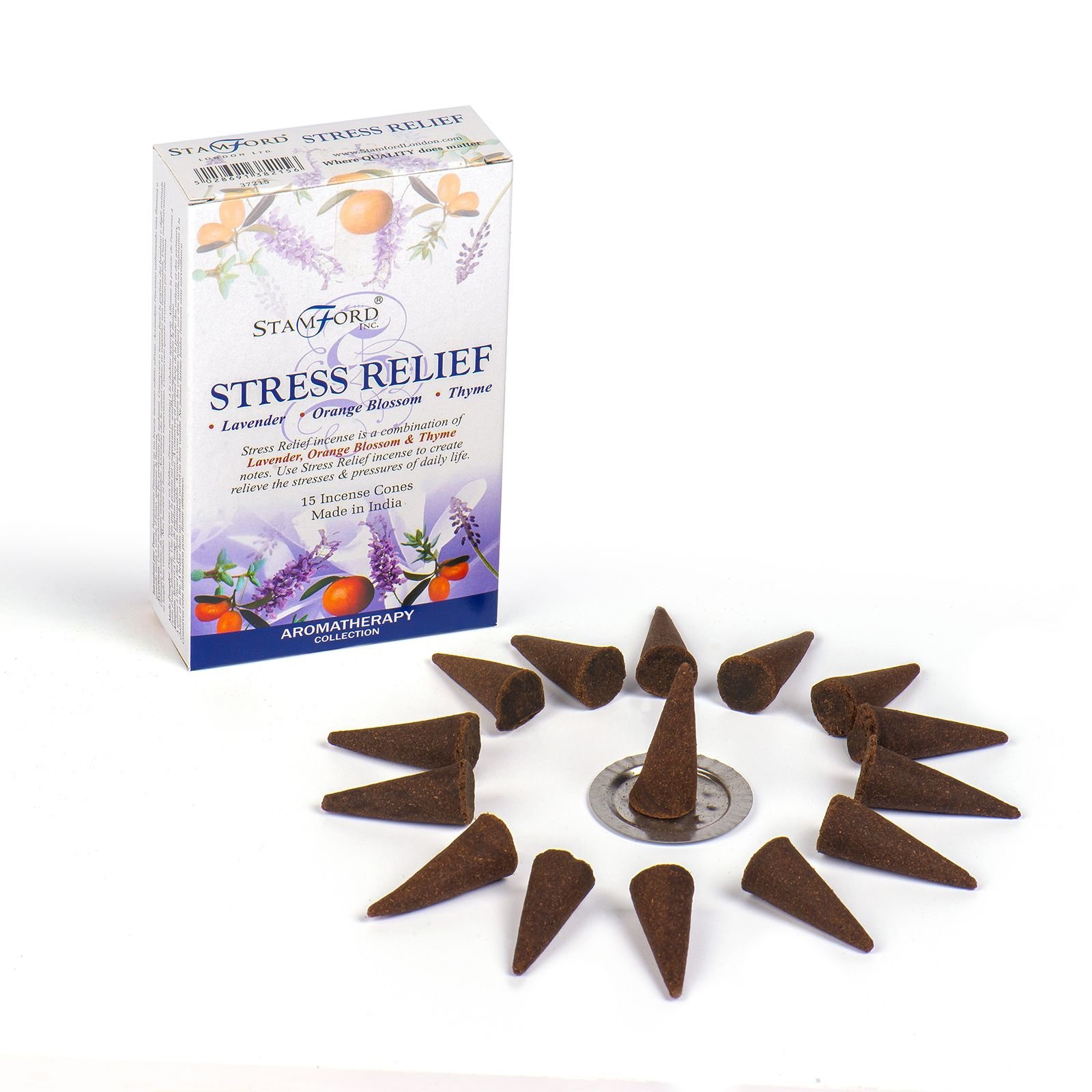 Stamford Stress Relief Incense Cones 1 these stamford premium stress relief incense cones will lift you up with delicately romantic scent and give gorgeous relaxation. the wonderful fragrance is smooth and long-lasting, perfect for relaxing and entertaining. stamford incense cones let you create the perfect mood for relaxation, entertaining and a truly stylish home.