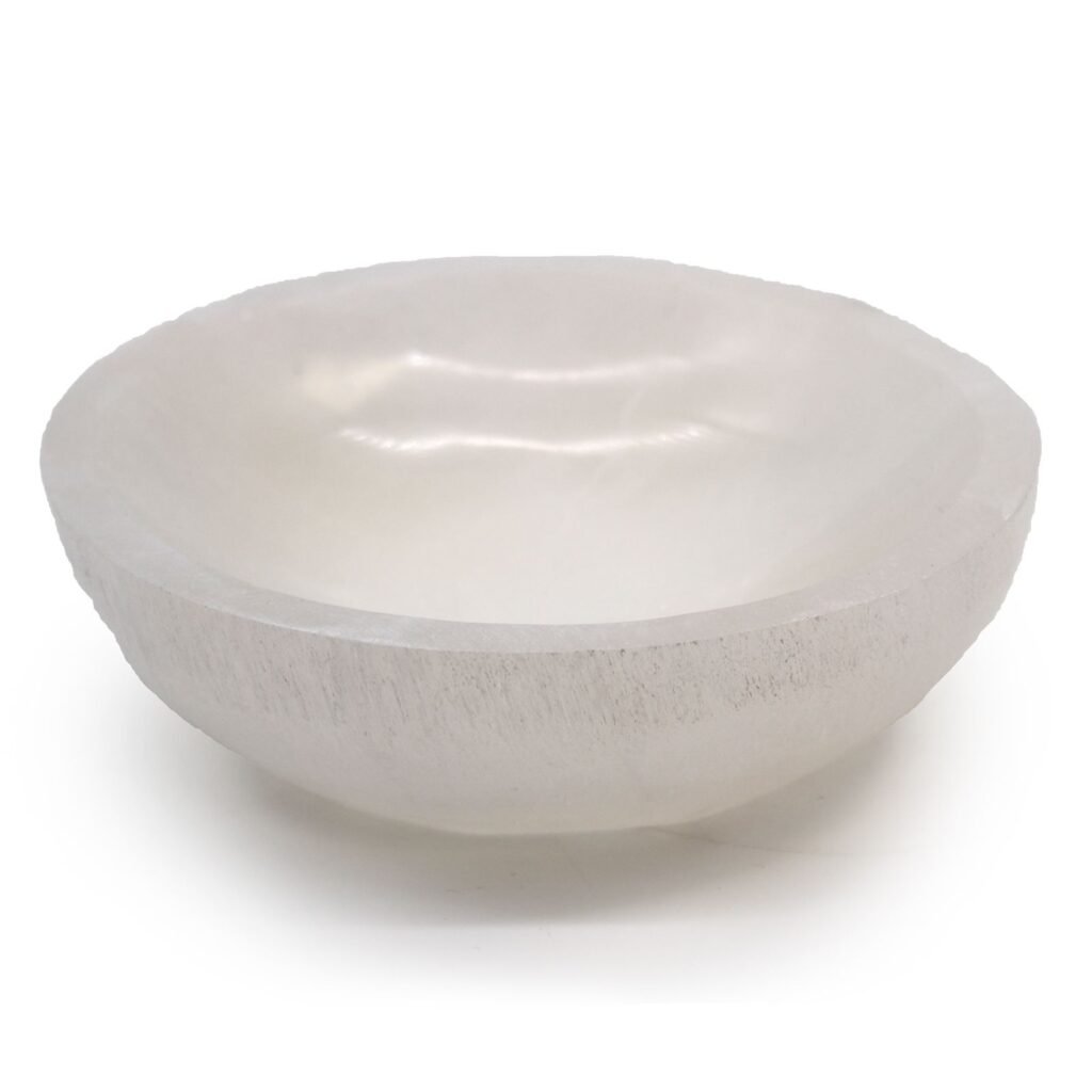 Home 2026 26 Large selenite bowl 15cm round carved by hand natural gypsum statement altar Mystic Grove UK