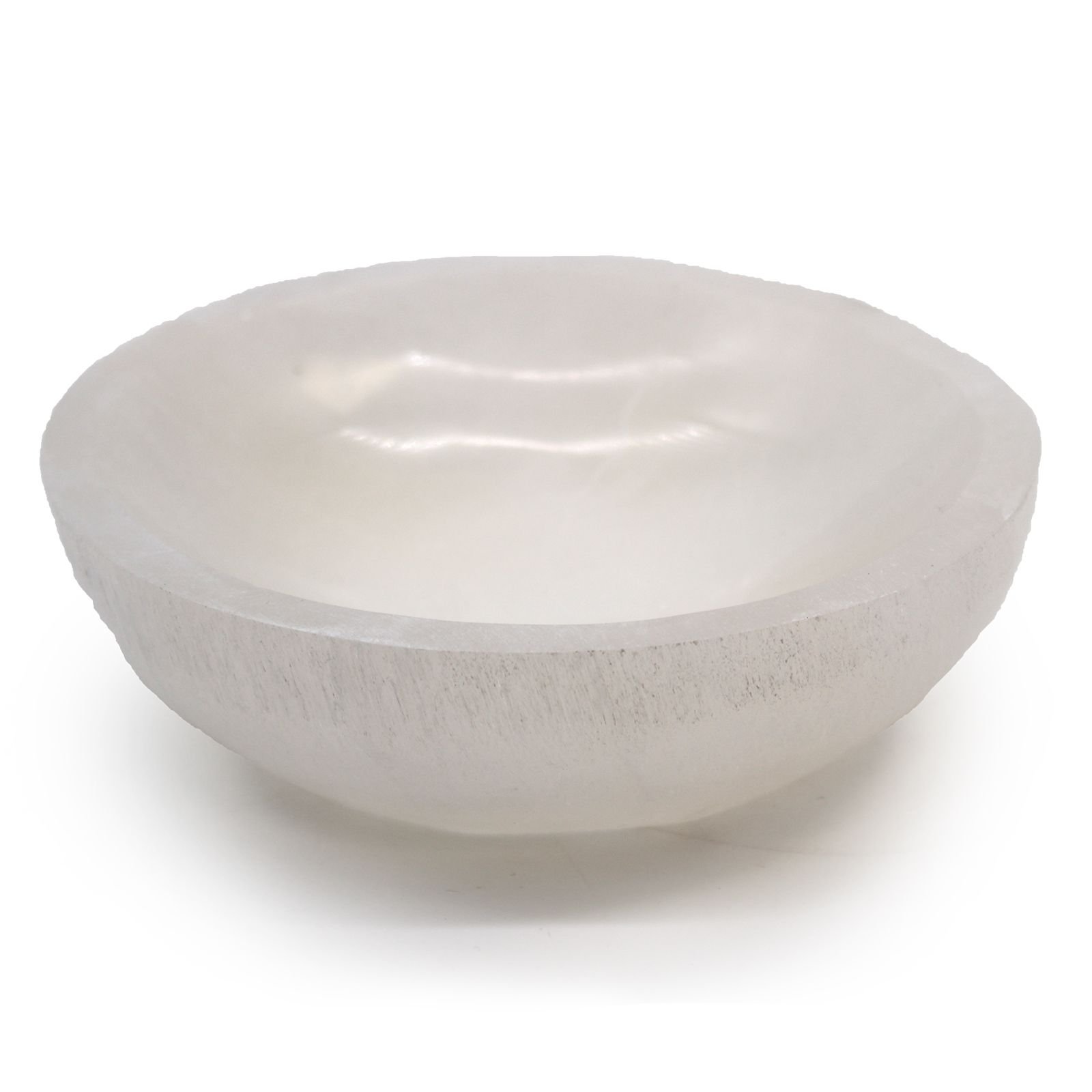 Large Selenite Round Bowl - 15Cm 1 large selenite bowl 15cm round carved by hand natural gypsum statement altar mystic grove uk
