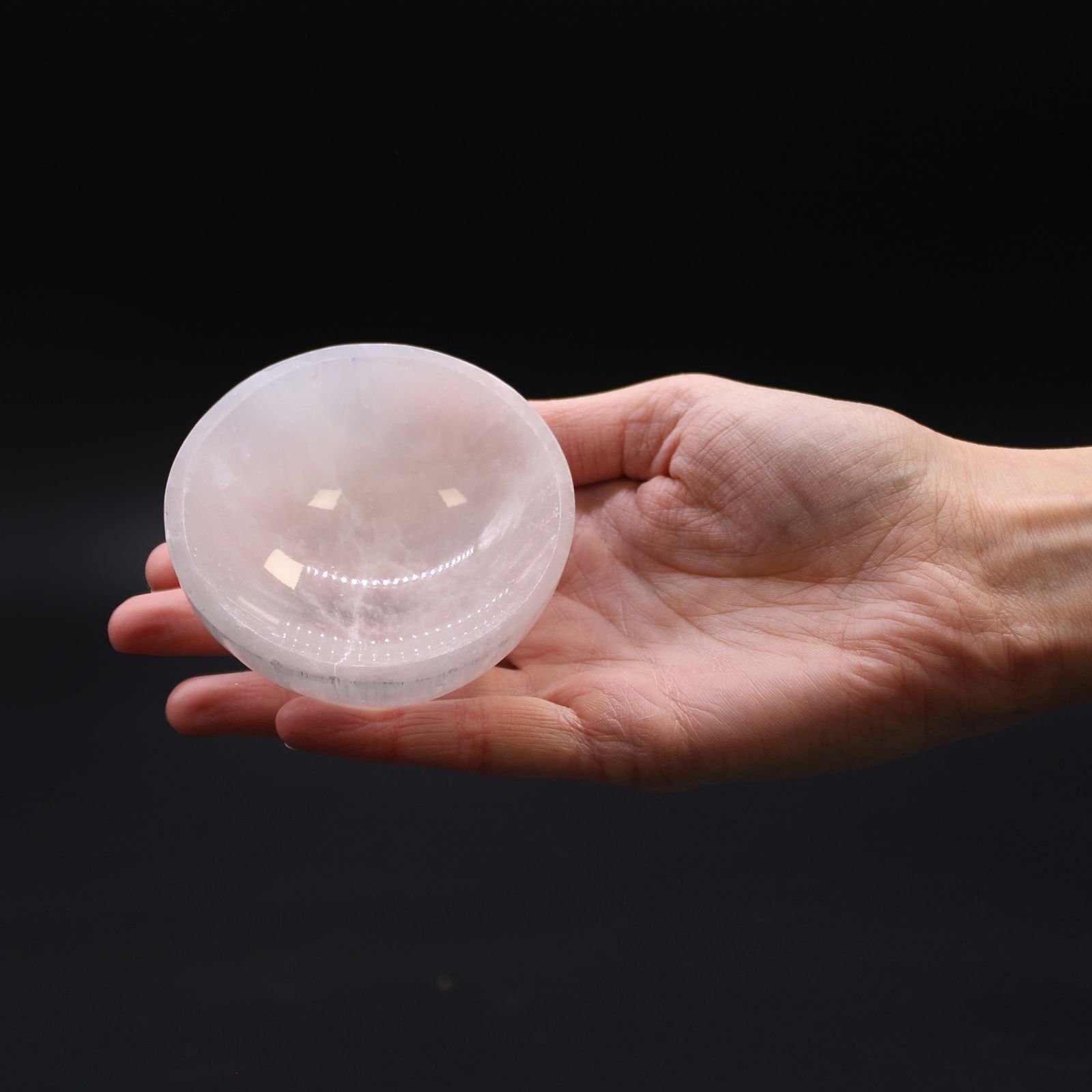 Selenite Round Bowl - 8Cm 4 selenite round bowl - 8cm - image 4