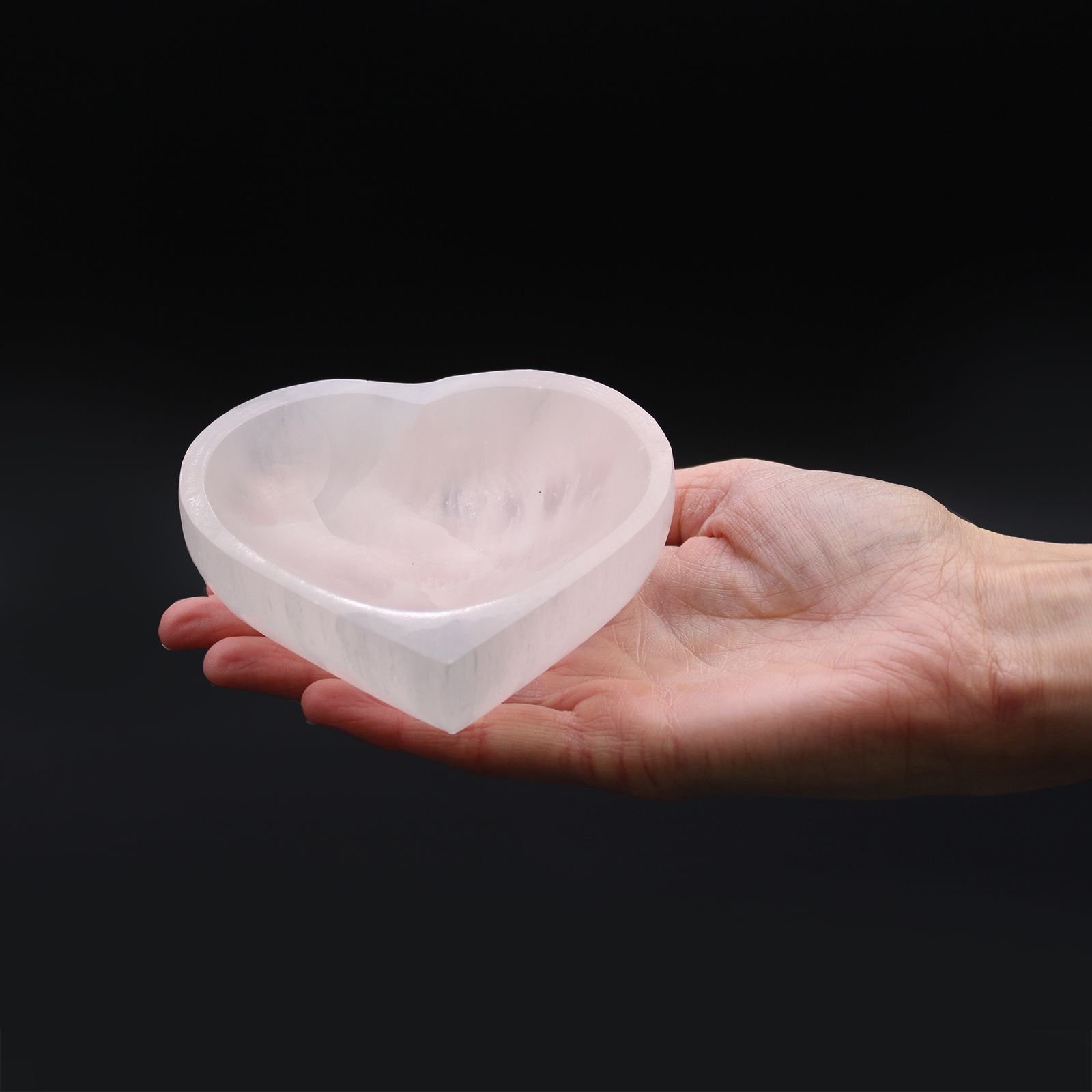 Selenite Heart Bowl - 10Cm 3 selenite heart bowl - 10cm - image 3