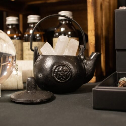 Home 2026 26 Small Cast Iron Ritual Pot with Pentagon 8x8x10cm