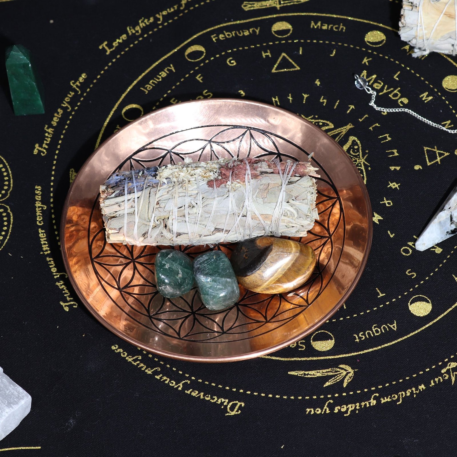 Copper Offer / Smudge Plate - Flower Of Life 3 copper offer / smudge plate - flower of life - image 3