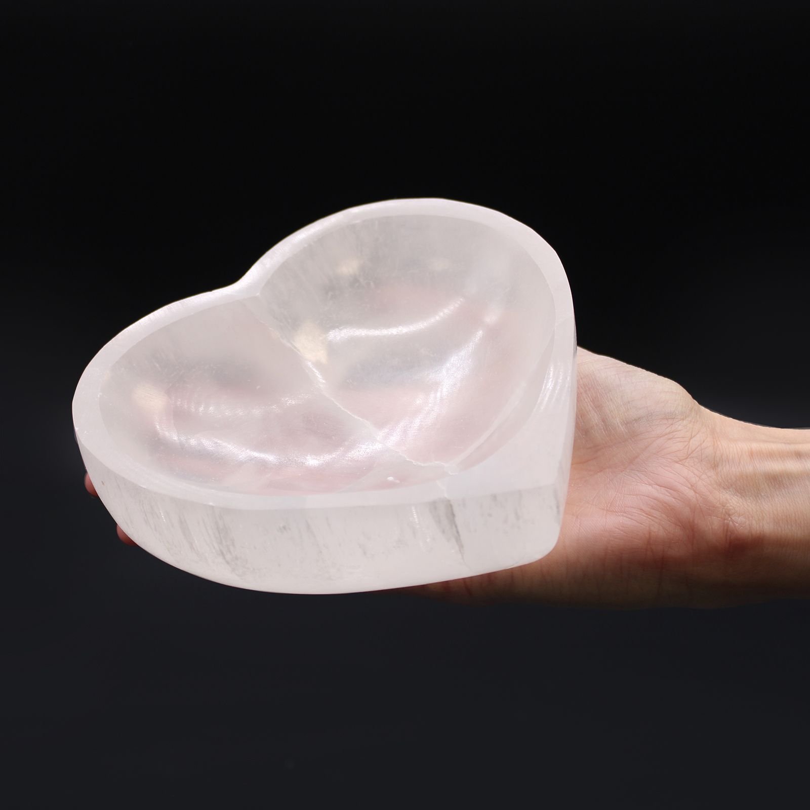 Selenite Heart Bowl - 15Cm 4 selenite heart bowl - 15cm - image 4