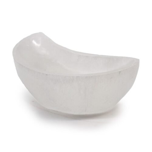 Home 2026 17 Selenite moon bowl 10cm carved by hand crescent natural gypsum lunar altar Mystic Grove UK