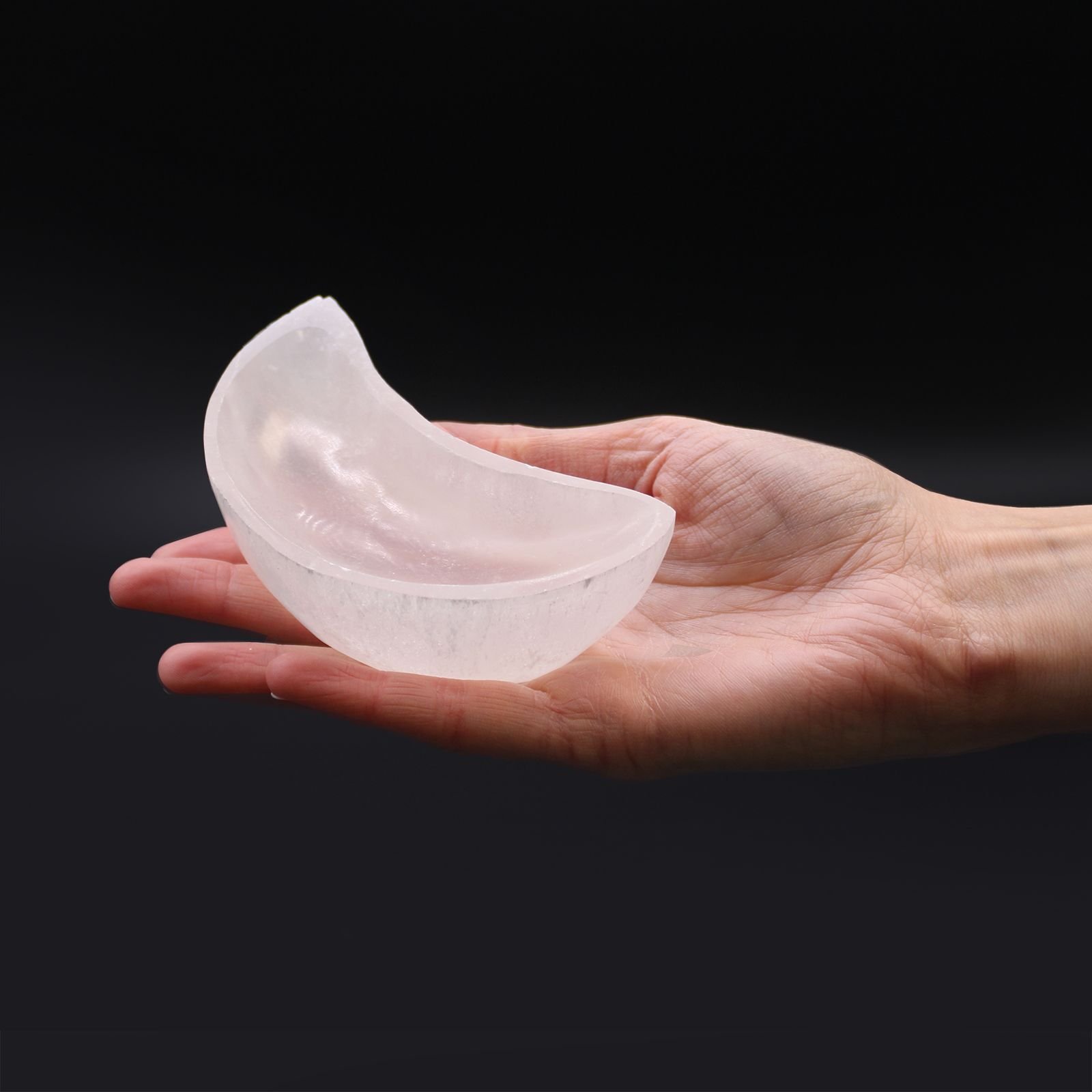 Selenite Moon Bowl - 10Cm 4 selenite moon bowl - 10cm - image 4