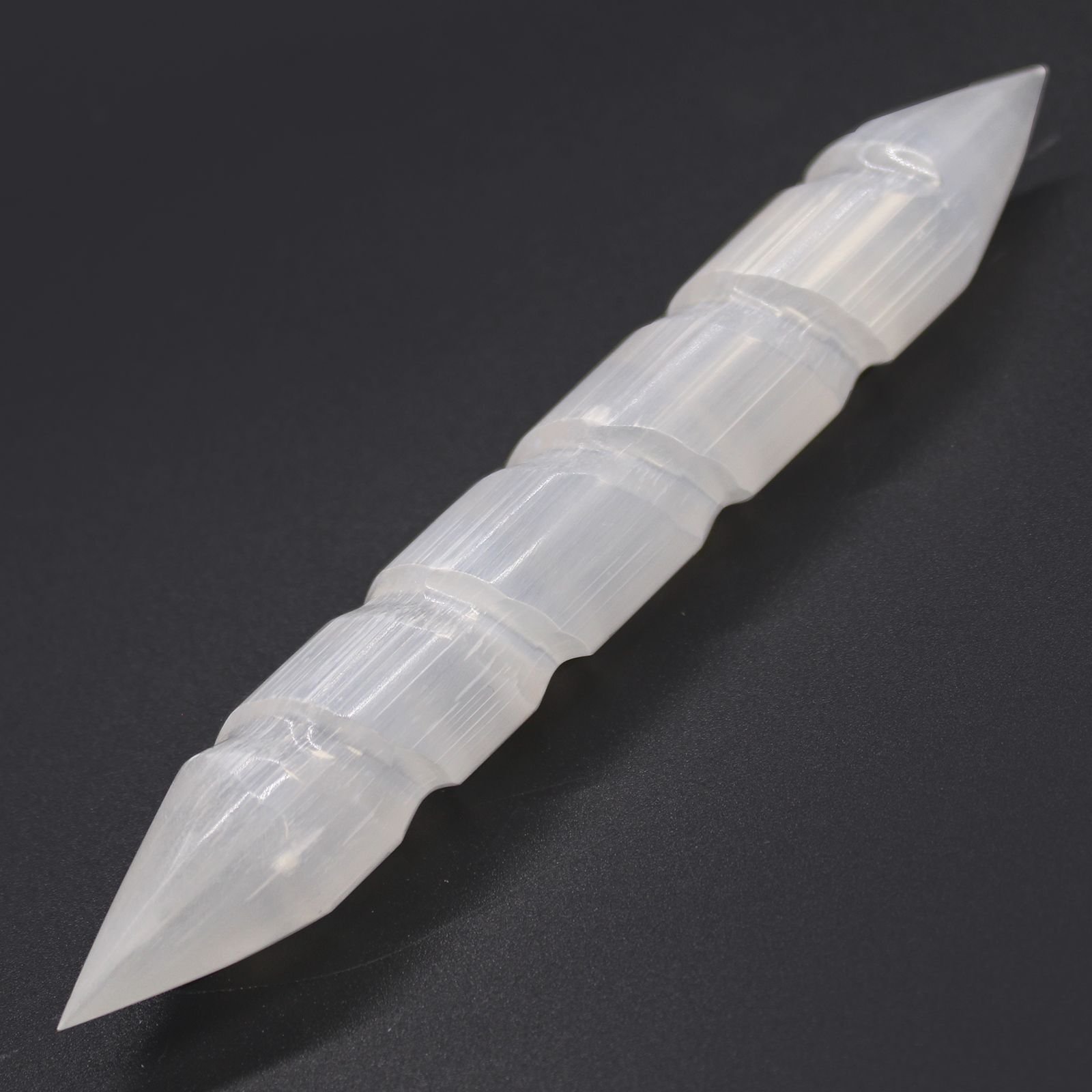 Selenite Spiral Wands - 16 Cm (Point Both Ends) 2 selenite spiral wands - 16 cm (point both ends) - image 2
