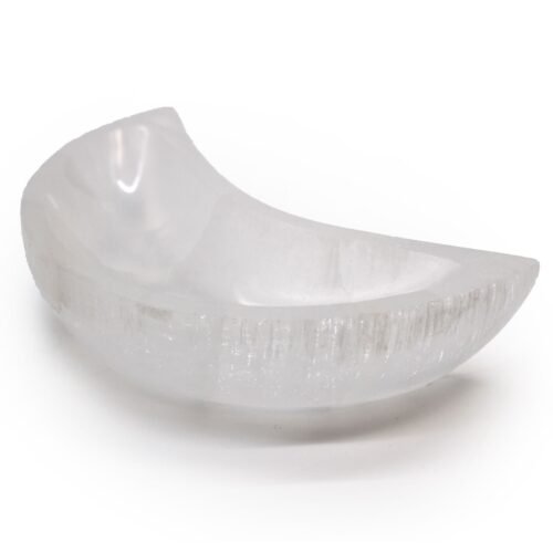Home 2026 16 Selenite moon bowl 15cm carved by hand crescent natural gypsum lunar altar Mystic Grove UK