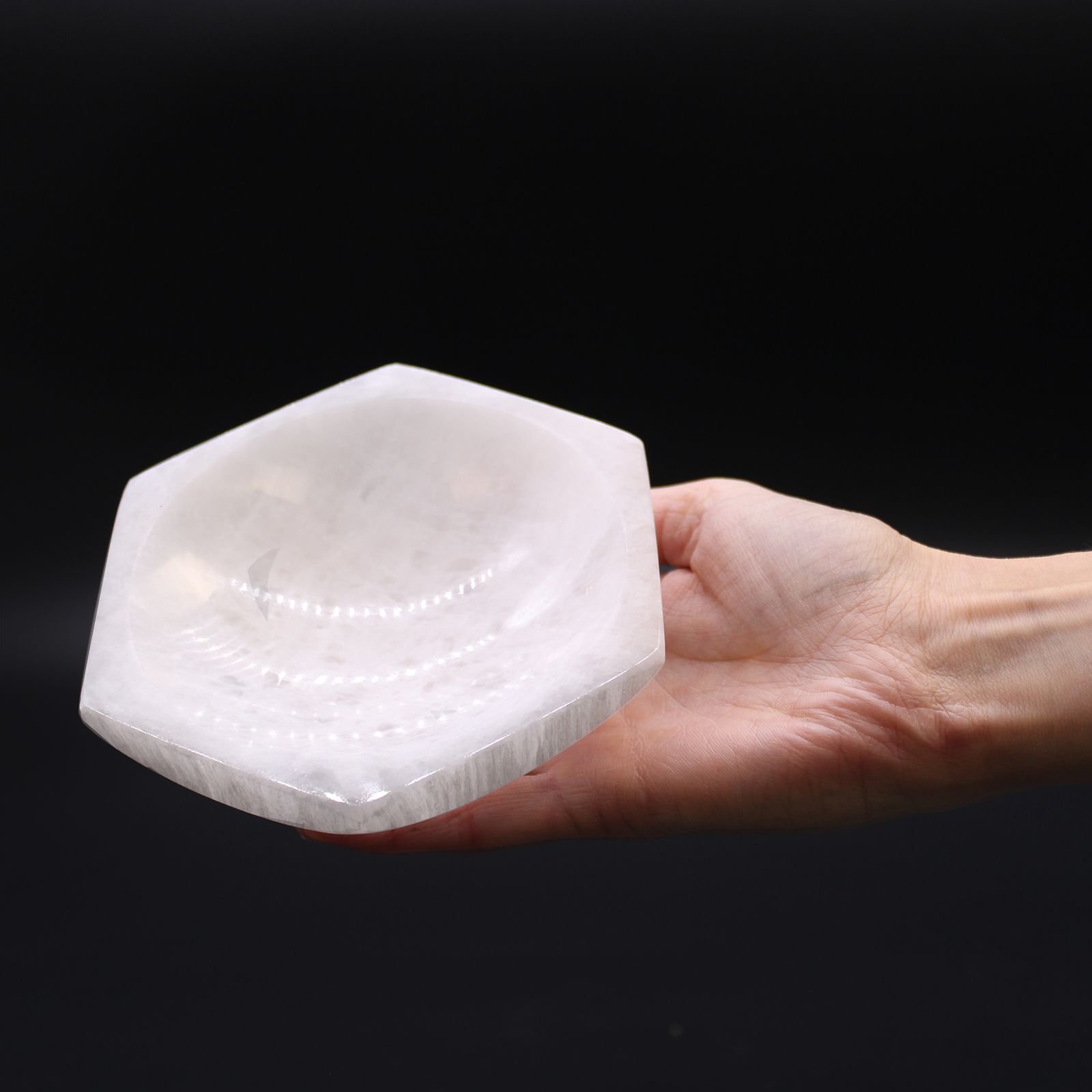 Selenite Hex Bowl - 15Cm 3 selenite hex bowl - 15cm - image 3