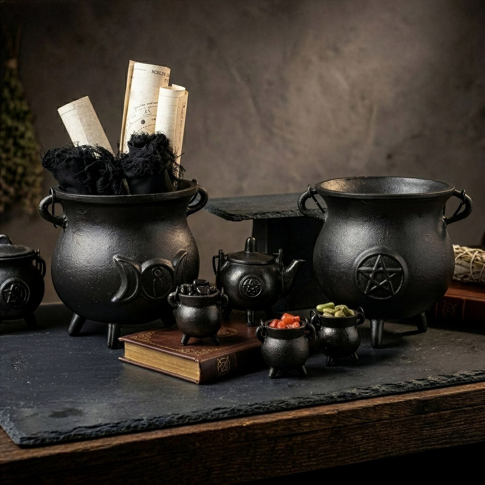 Extra Huge Cast Iron Cauldron With Triple Moon 23X18Cm (At Least 4Kg) 7 extra huge cast iron cauldron with triple moon 23x18cm (at least 4kg) - image 7