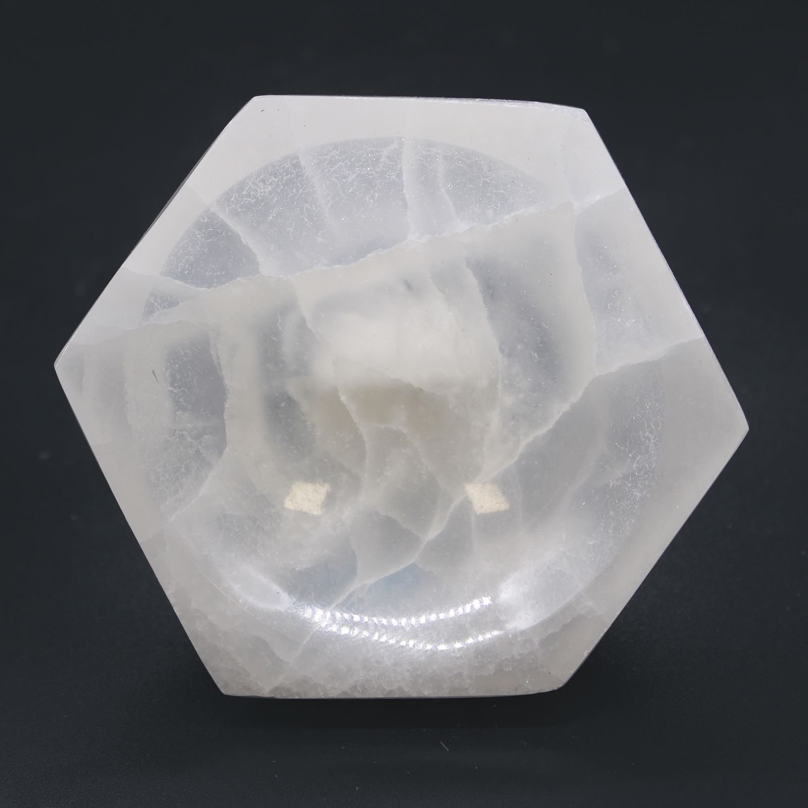 Selenite Hex Bowl - 10Cm 2 selenite hex bowl - 10cm - image 2