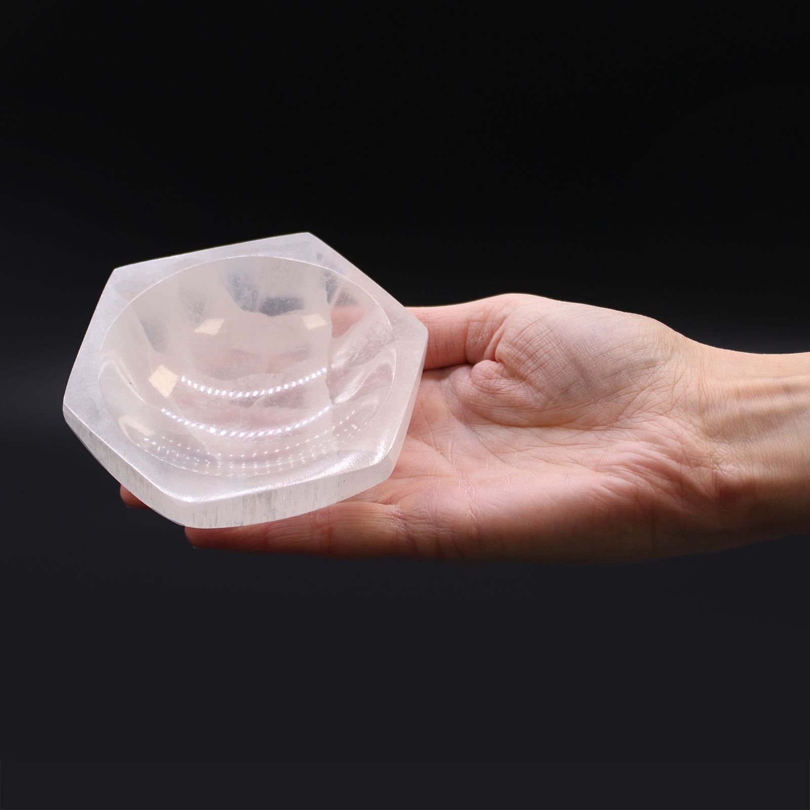 Selenite Hex Bowl - 10Cm 4 selenite hex bowl - 10cm - image 4
