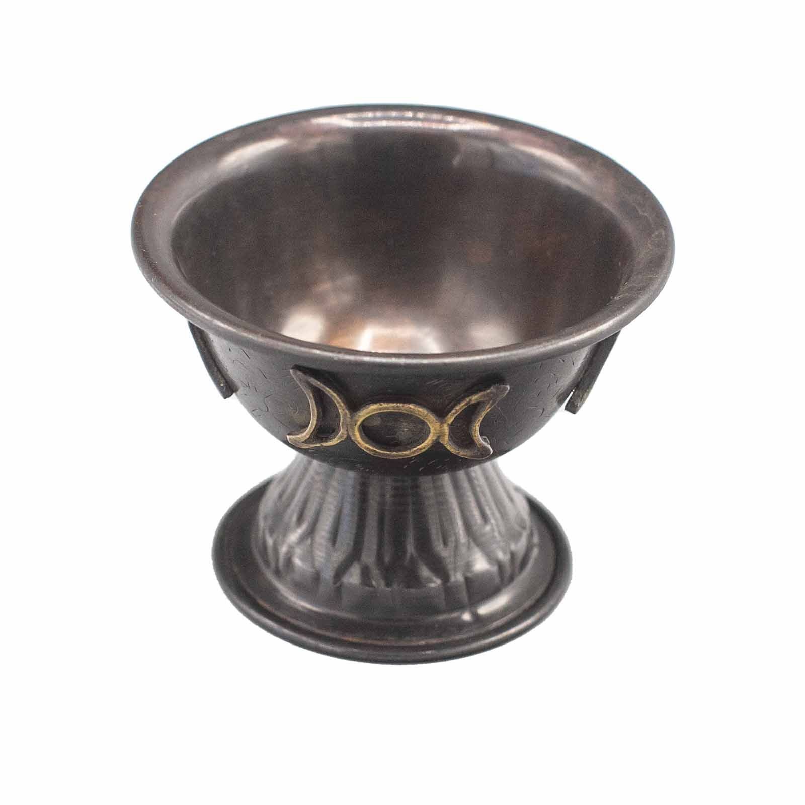 Antique Copper Ritual Chalice Triple Moon 10X8Cm 1 antique copper ritual chalice triple moon 10x8cm
