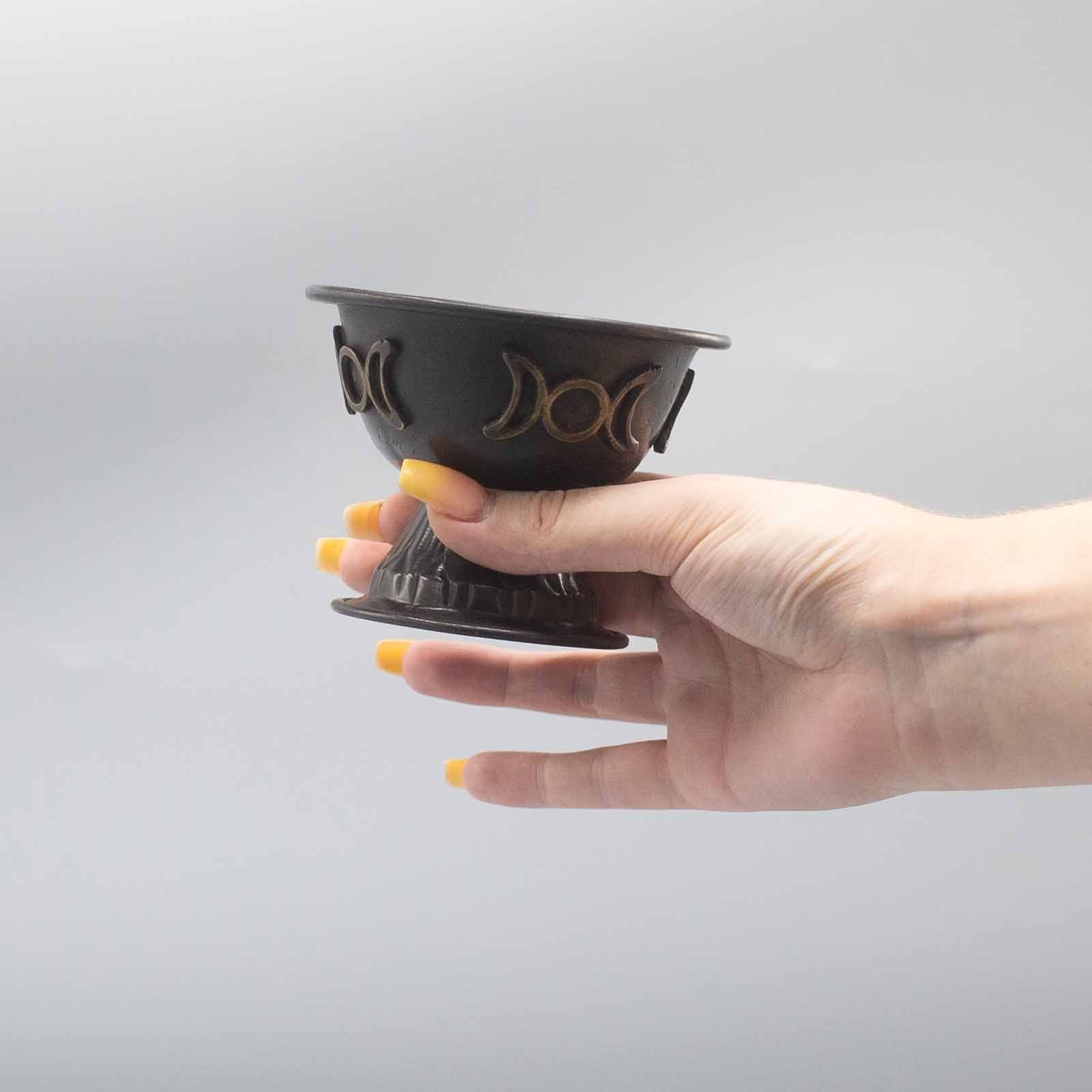 Antique Copper Ritual Chalice Triple Moon 10X8Cm 2 antique copper ritual chalice triple moon 10x8cm - image 2