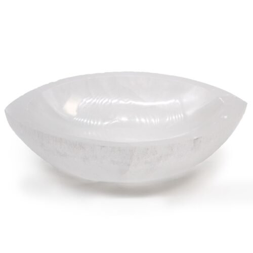 Home 2026 11 Selenite eye bowl 15cm carved by hand natural gypsum translucent third eye altar Mystic Grove UK