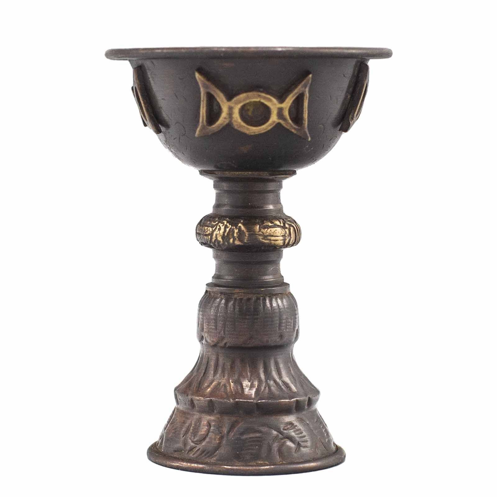 Antique Copper Ritual Goblet With Triple Moon 8X13Cm 1 antique copper ritual goblet with triple moon 8x13cm