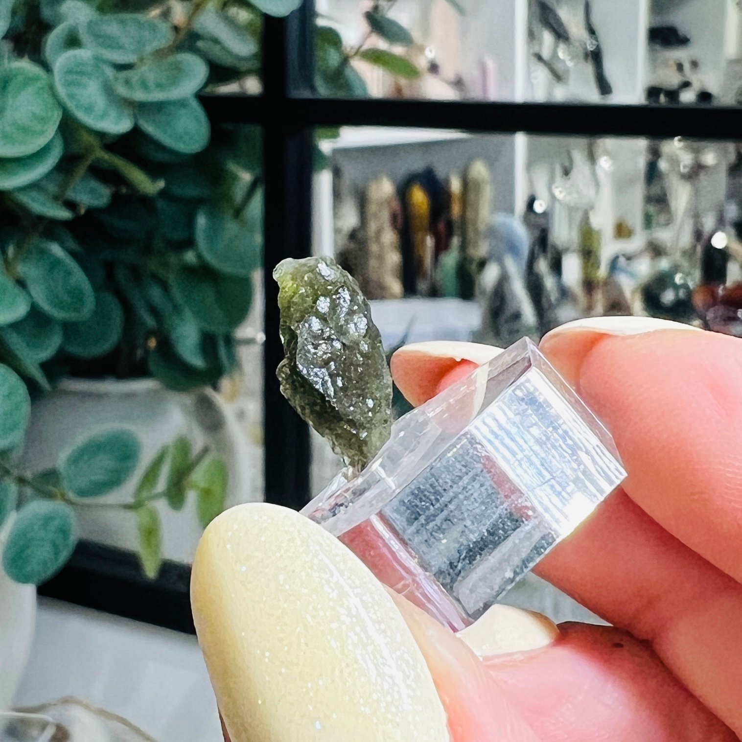 Raw Moldavite Piece 0.54g Czech Tektite C4 3 Raw moldavite C4 close view of the densely etched natural skin, 0.54g raw Czech tektite