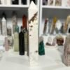 White agate tower 33cm tall with open druzy pockets, polished creamy white agate, Mystic Grove UK
