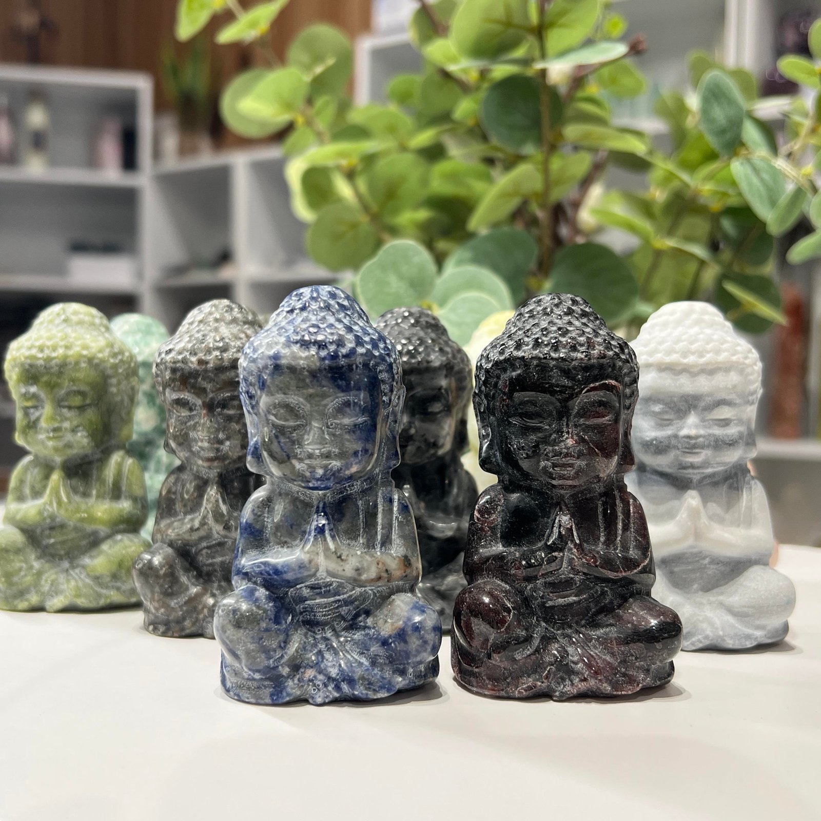 Praying Buddha Crystal Carving, Mystic Grove UK