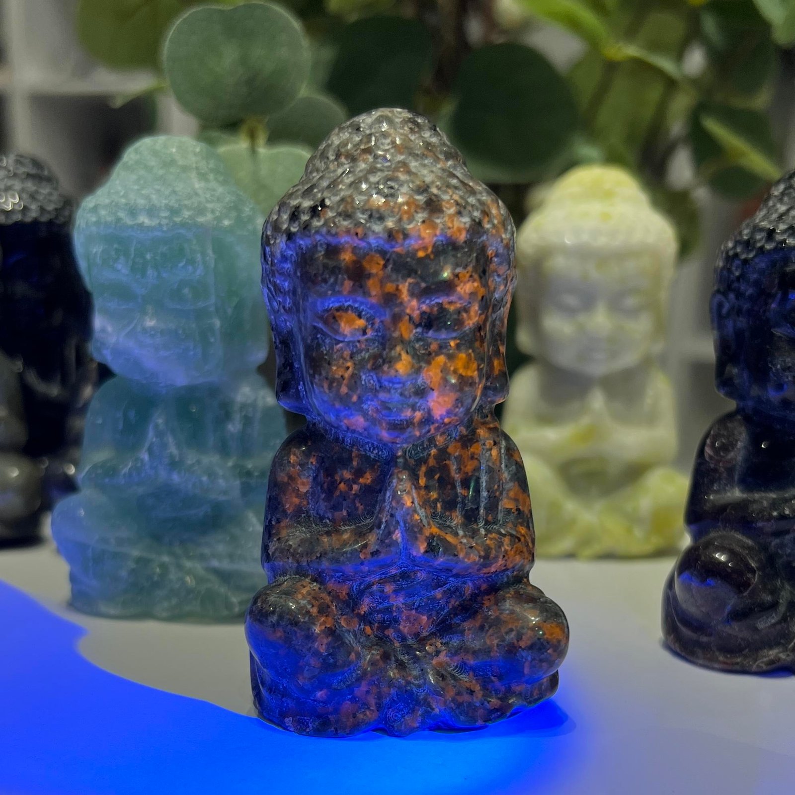 Praying Buddha Crystal Carving, Mystic Grove UK