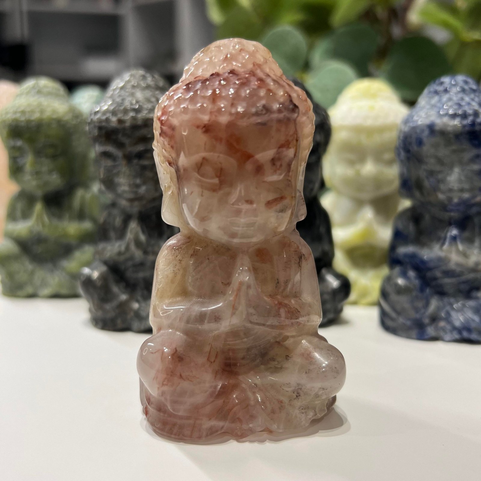 Praying Buddha Crystal Carving, Mystic Grove UK