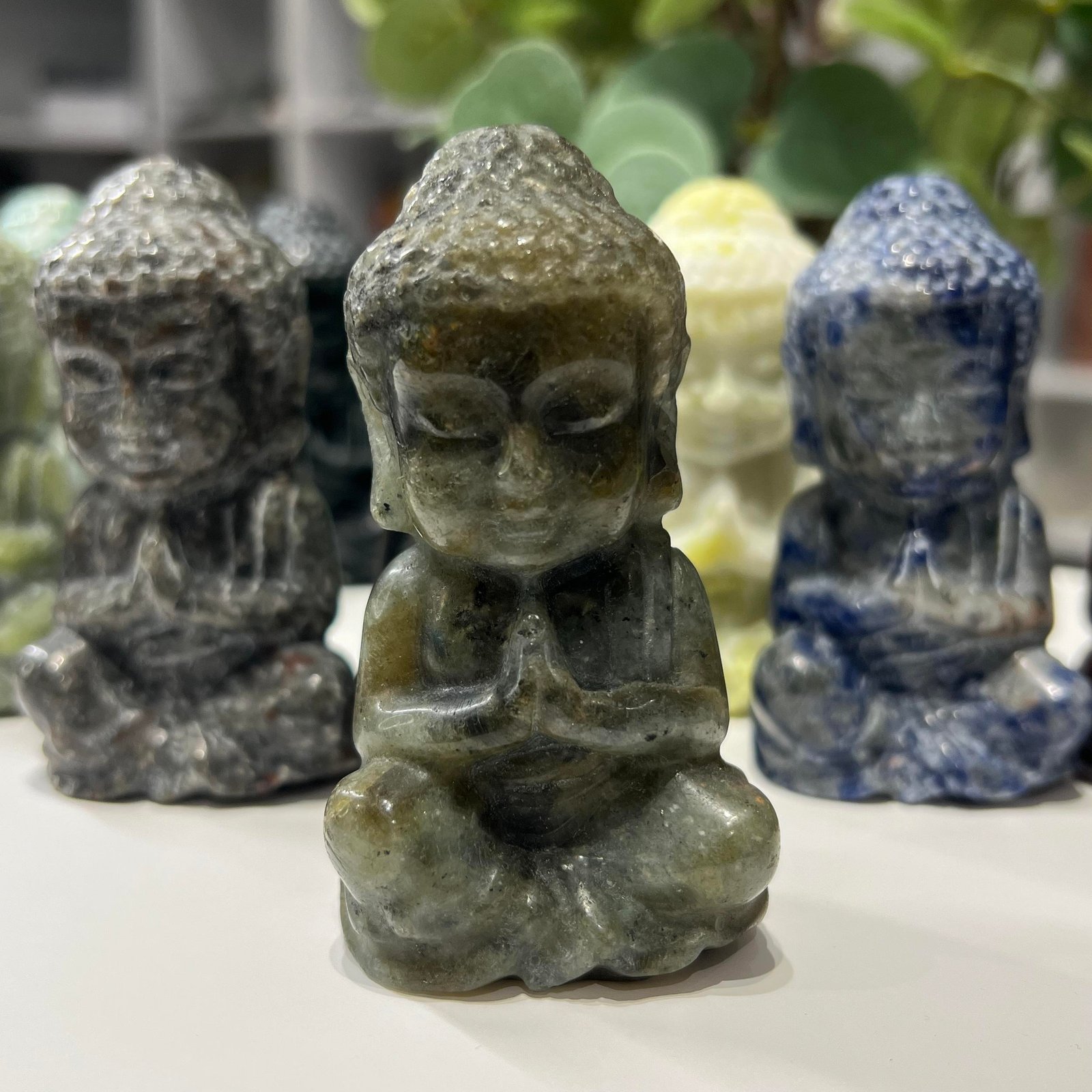 Praying Buddha Crystal Carving, Mystic Grove UK