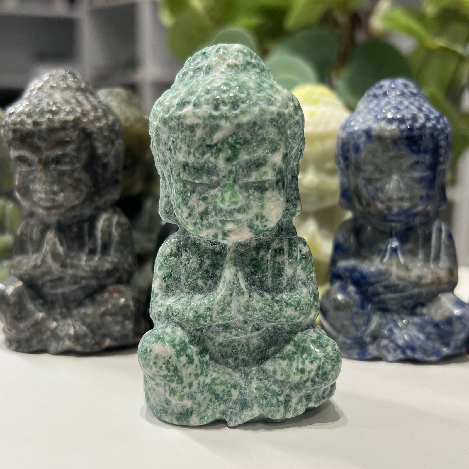 Praying Buddha Crystal Carving, Mystic Grove UK