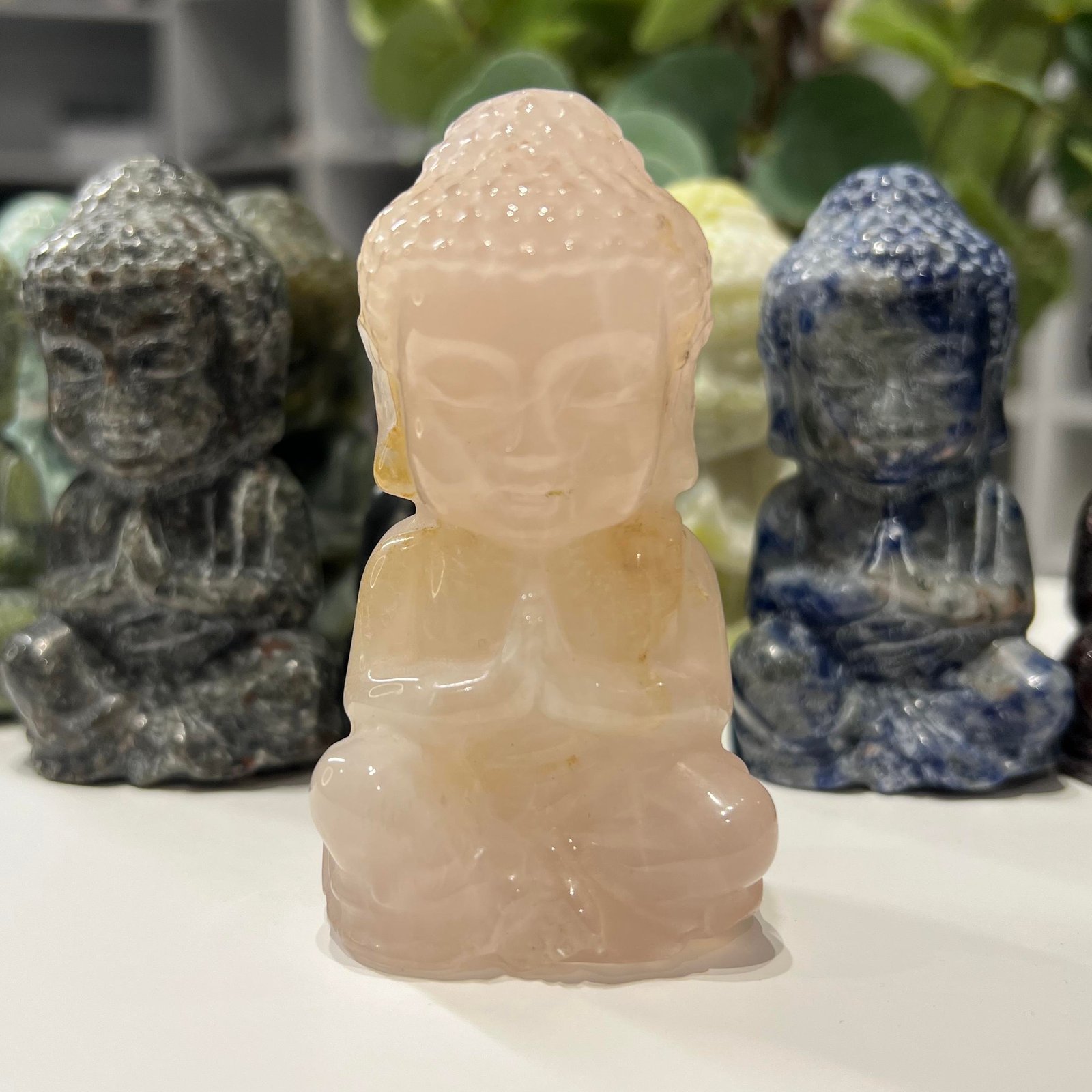Praying Buddha Crystal Carving, Mystic Grove UK