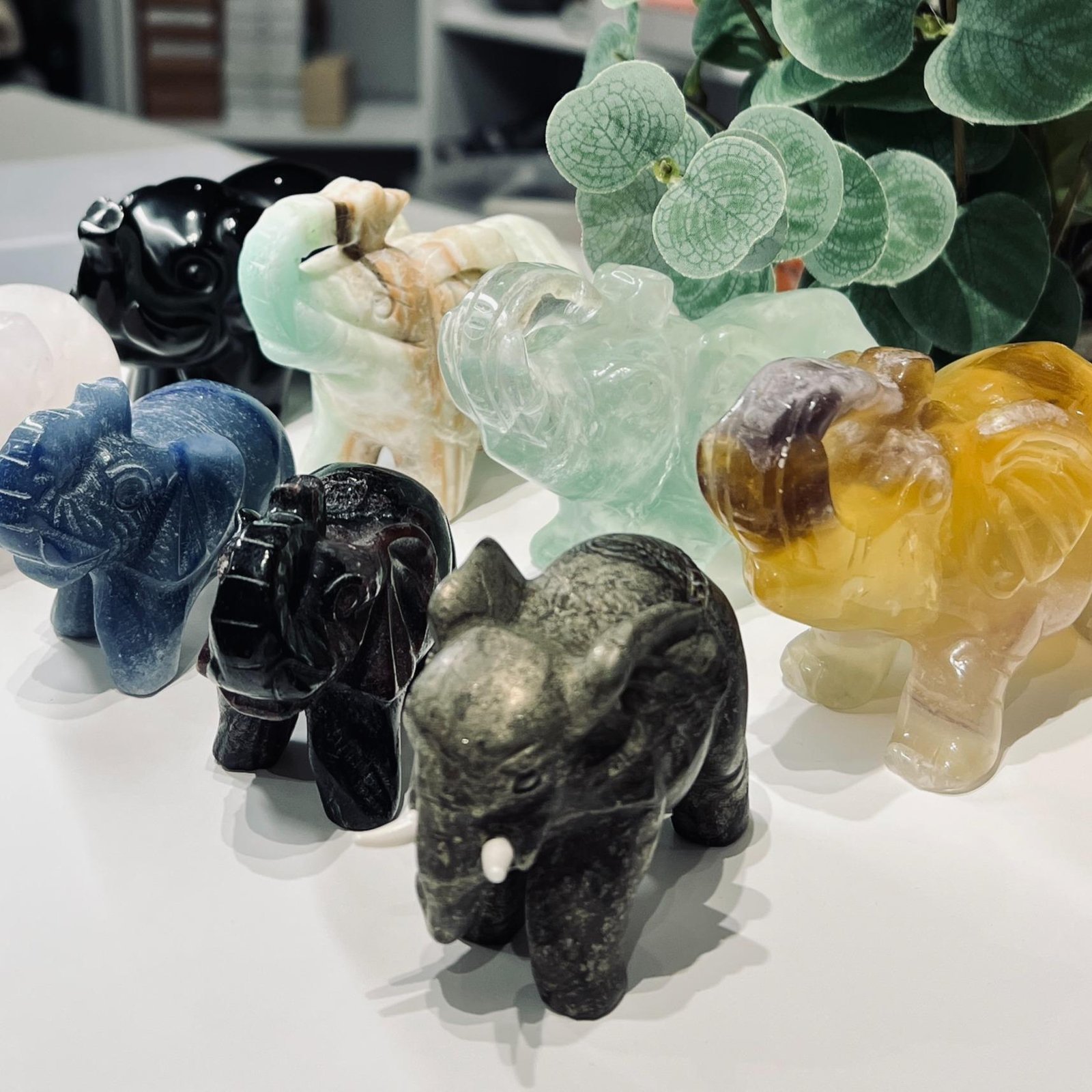 Crystal Elephant Carving, Mystic Grove UK