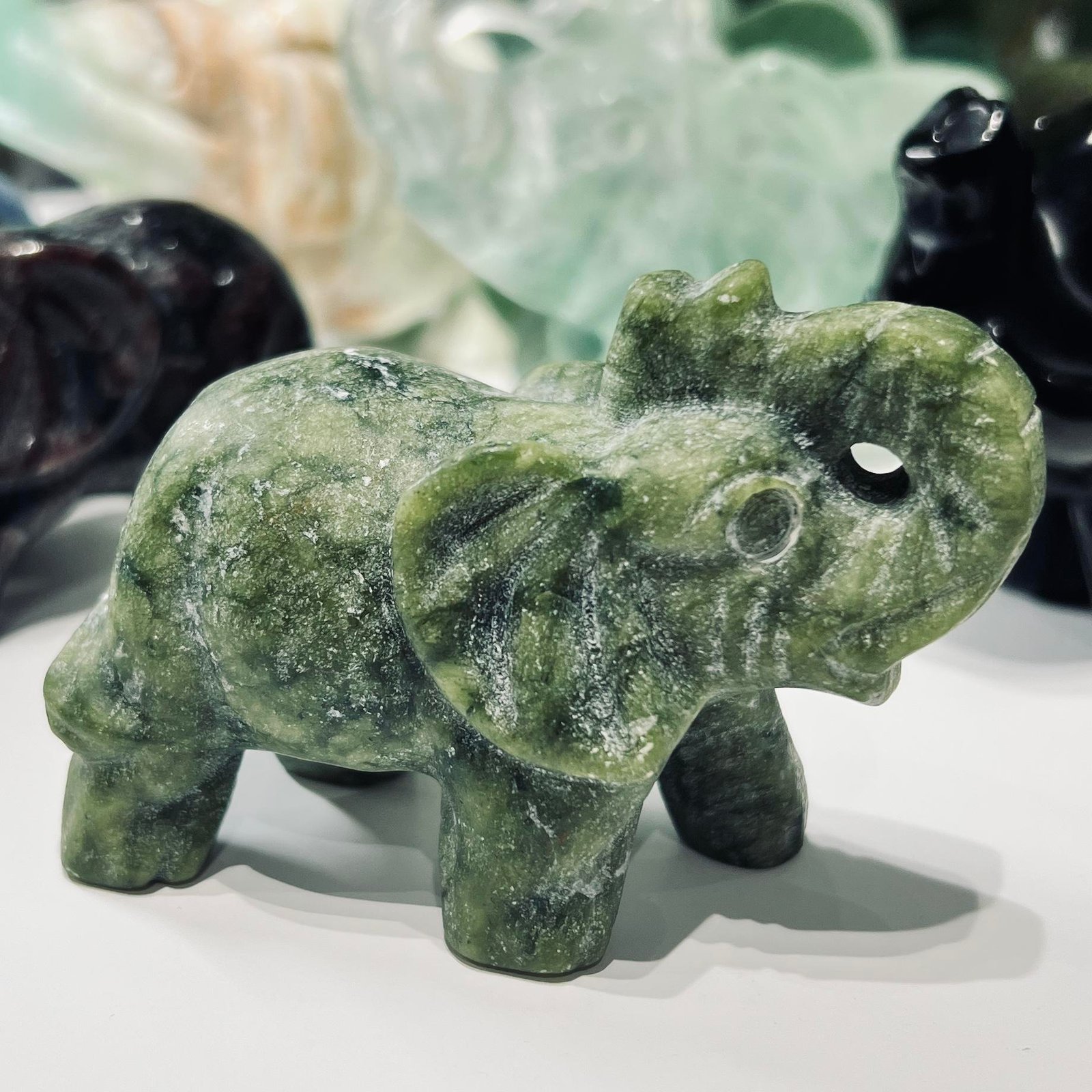 Crystal Elephant Carving, Mystic Grove UK