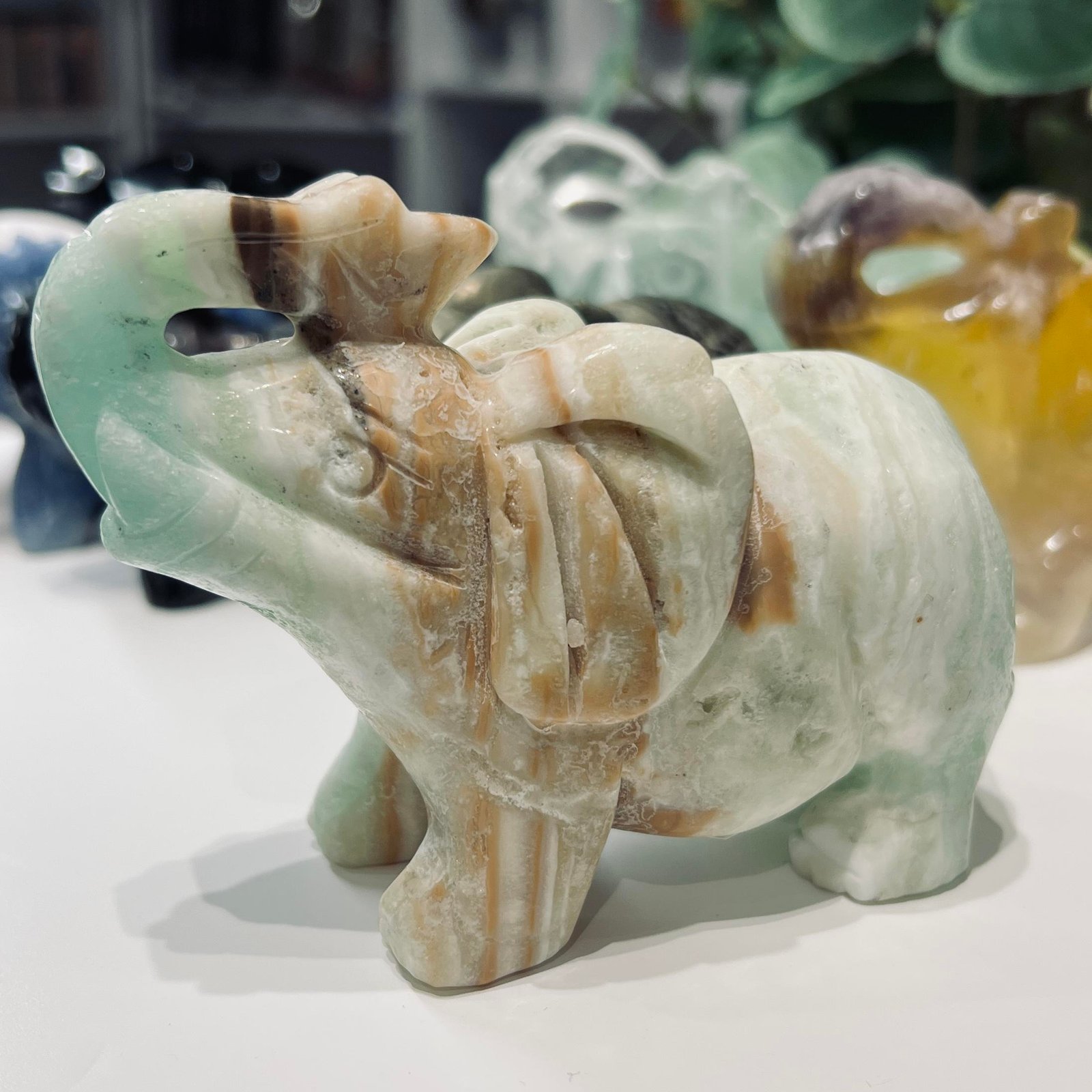 Crystal Elephant Carving, Mystic Grove UK