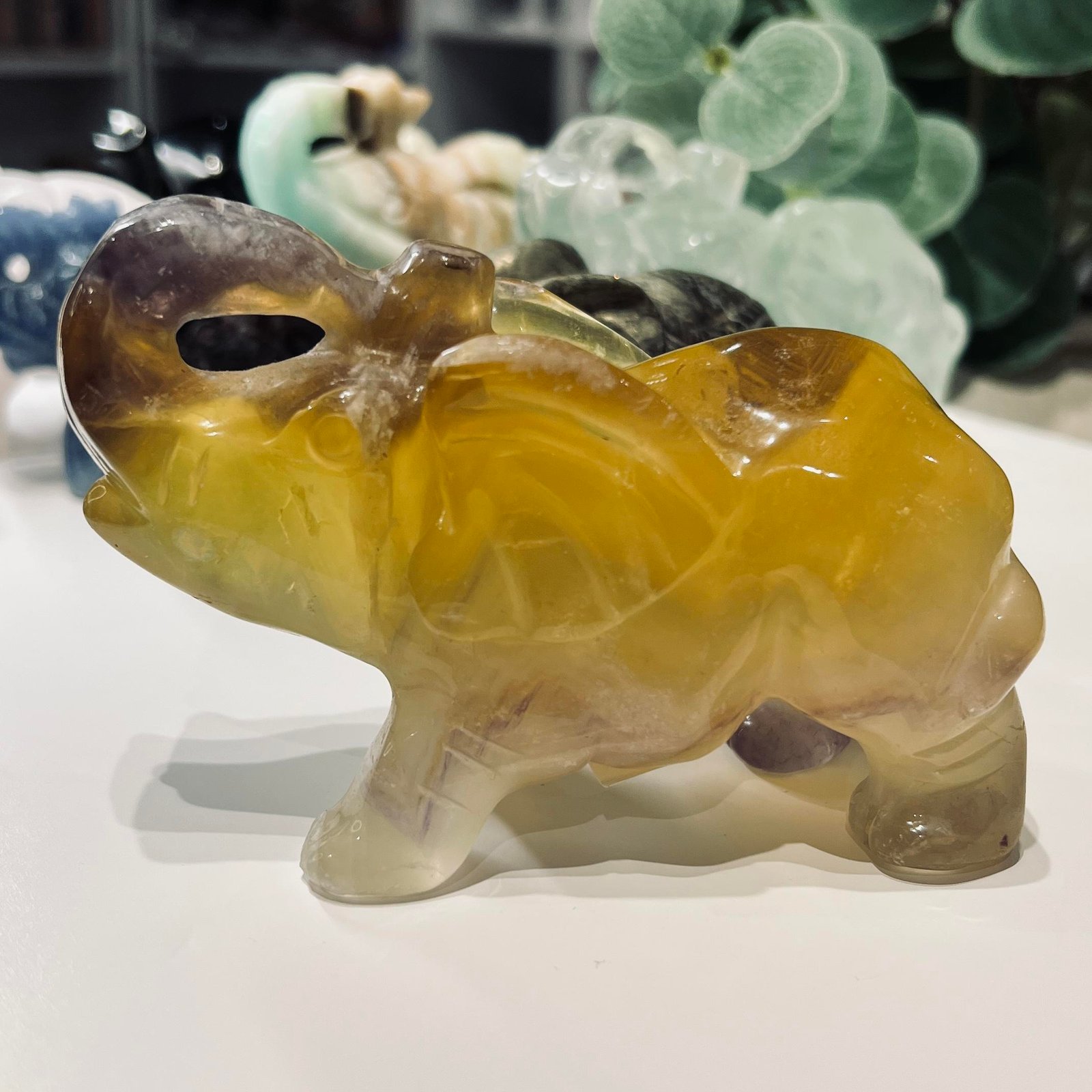 Crystal Elephant Carving, Mystic Grove UK