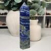 IMG_6815 Lapis lazuli tower 19cm with deep blue banding, grey calcite and gold pyrite flecks, Mystic Grove UK