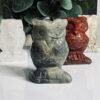 IMG_7063 Labradorite owl carving 5cm tall, grey green polished stone owl, Mystic Grove UK
