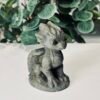 IMG_7479 Pyrite dragon carving 8cm, gold and grey green sitting dragon with wide crest, Mystic Grove UK