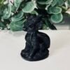 IMG_7488 Black obsidian dragon carving 8cm, glossy black sitting dragon with set eyes, Mystic Grove UK