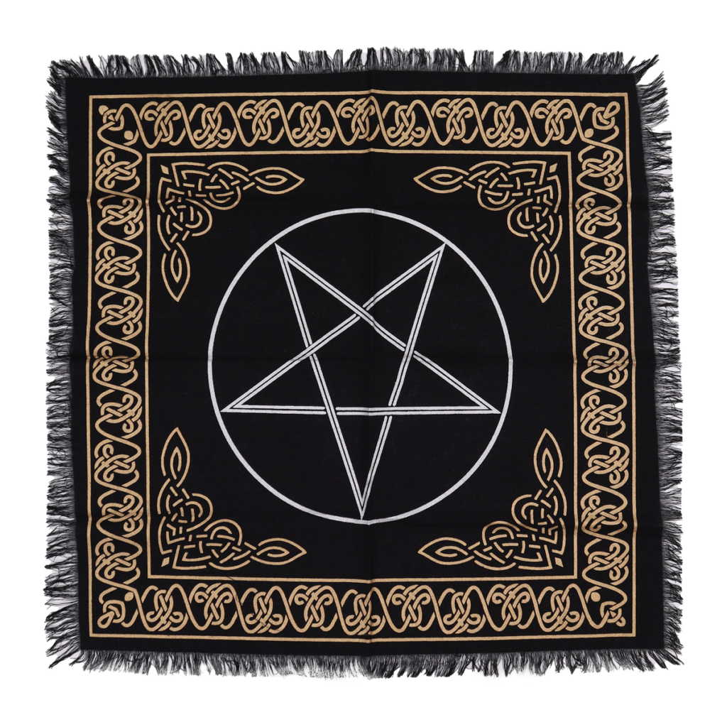 Pentagram fringed altar cloth 50 x 50cm, Mystic Grove UK